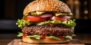 Boerewors Burger with avocado, bacon and pepedew
